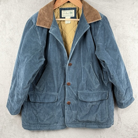 L.L. Bean Jackets & Blazers - L.L. Bean Corduroy Barn Work Coat Chore Jacket Womens 1X Teal Quilted VTG 90s